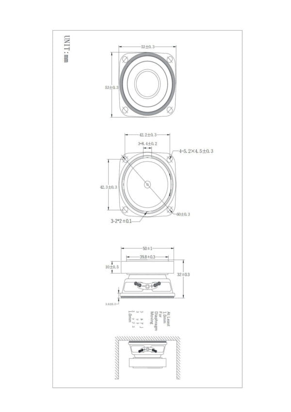 53mm flat loudspeaker