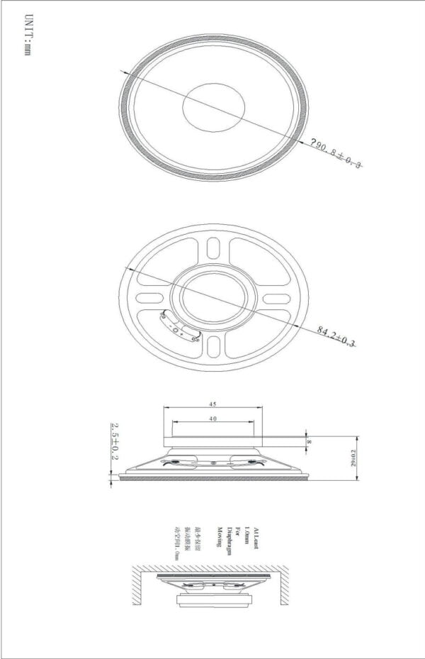 92mm paper cone loudspeaker