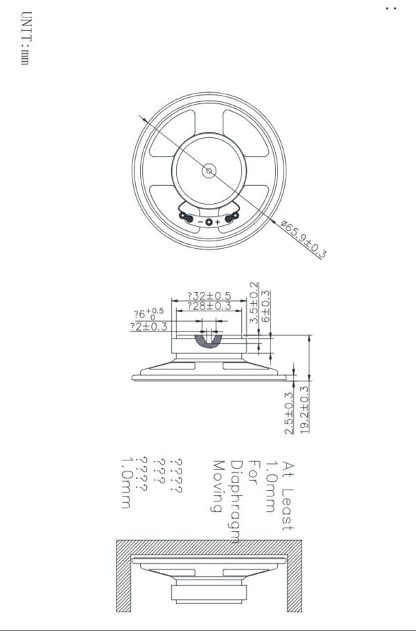 66mm multimediia mylar speaker